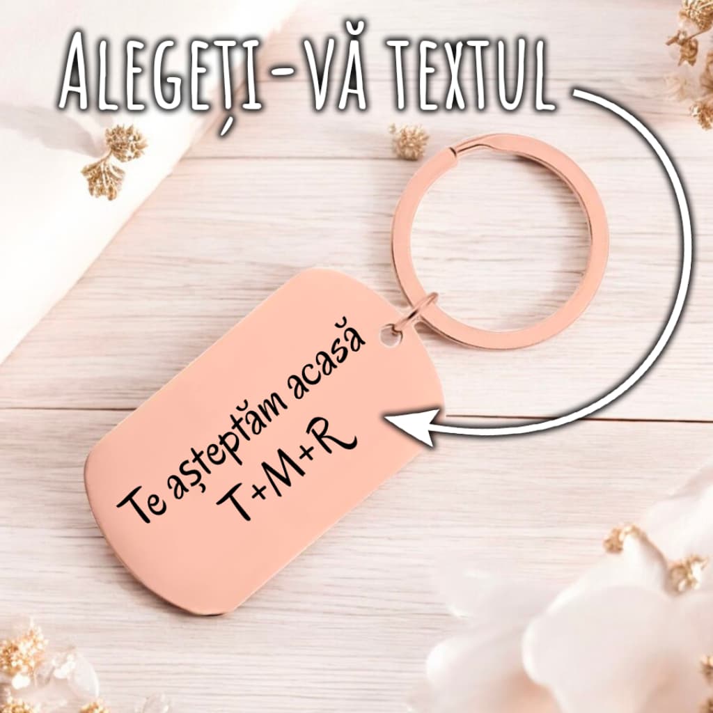 Breloc metalic frumos, roz - Cu propriul text