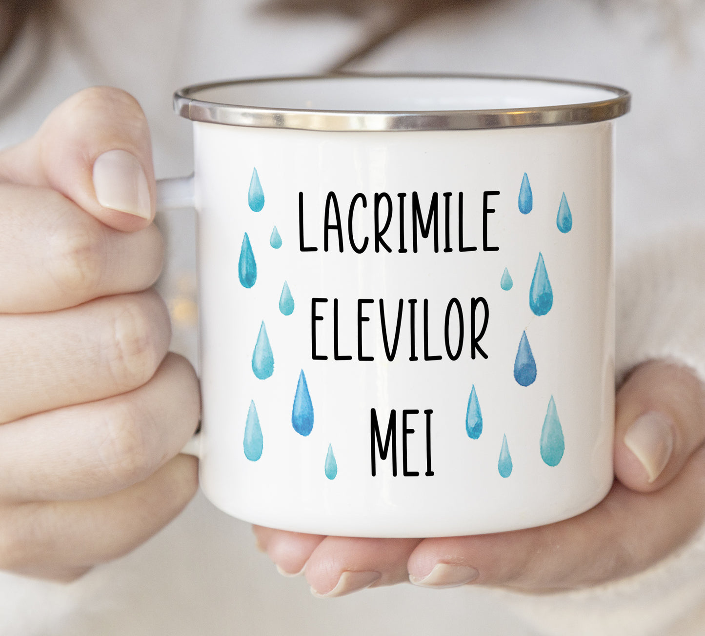 Cană emailată Lacrimile elevilor mei - Lovelo