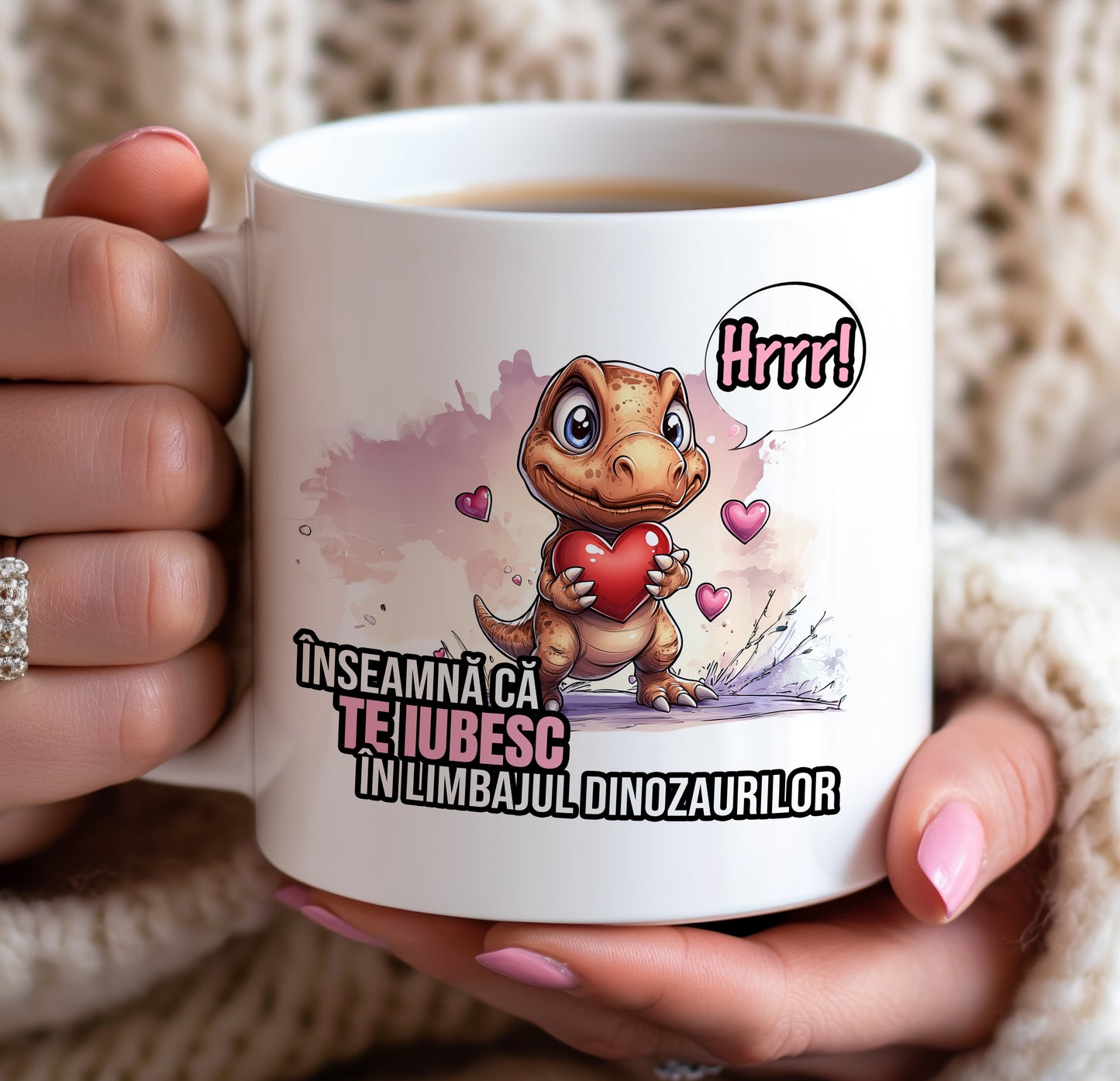 Cană HRRR! Te iubesc chiar și în limbajul dinozaurilor - Lovelo