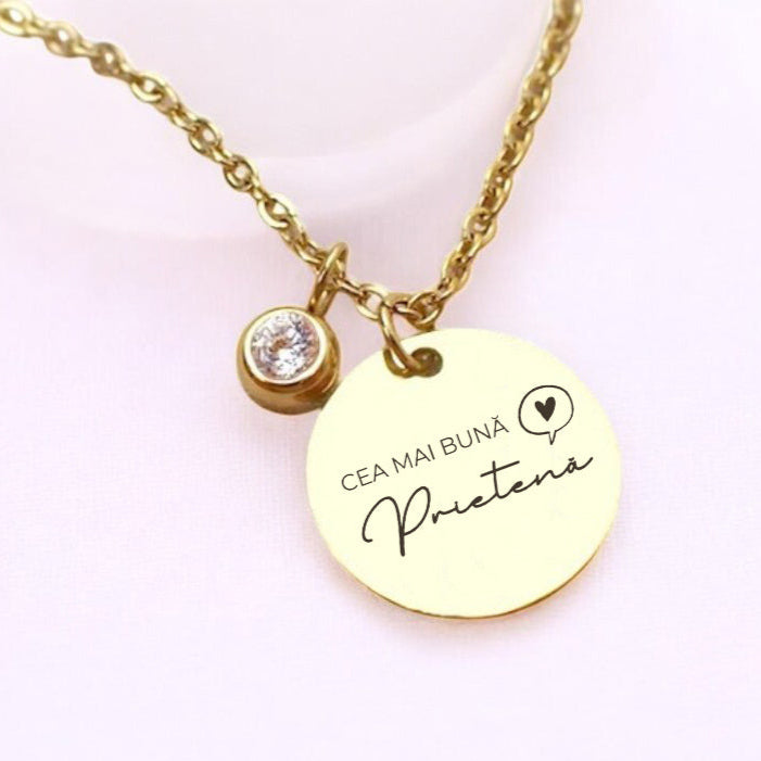 Colier de lux - Pandantiv zirconiu pe lanț - Cel mai buna prietena - Lovelo