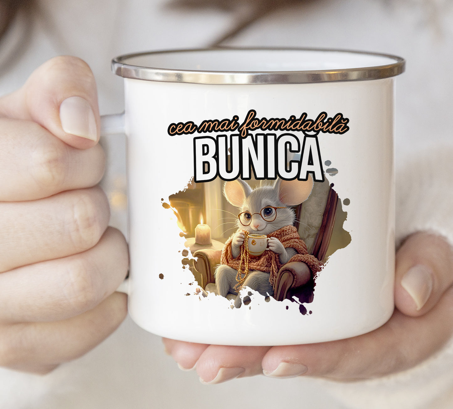 Cană emailată Cea mai formidabilă bunică - Lovelo