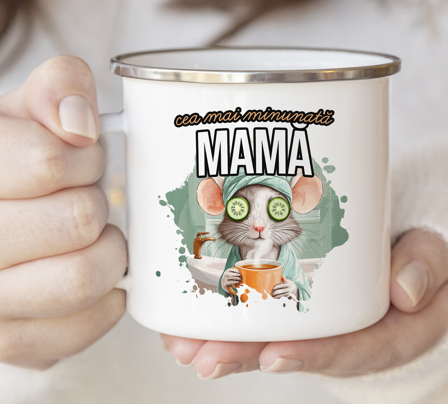 Cană emailată Cea mai minunată mama - Lovelo