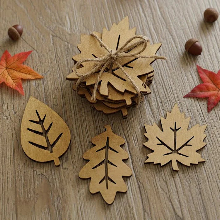 Suporturi de pahare din lemn în formă de frunză