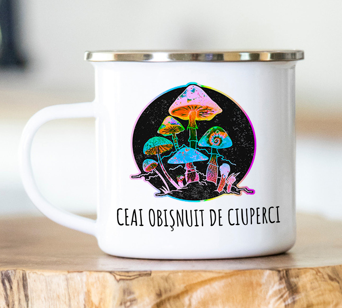 Cană emailată Cu ceai de ciuperci - Lovelo