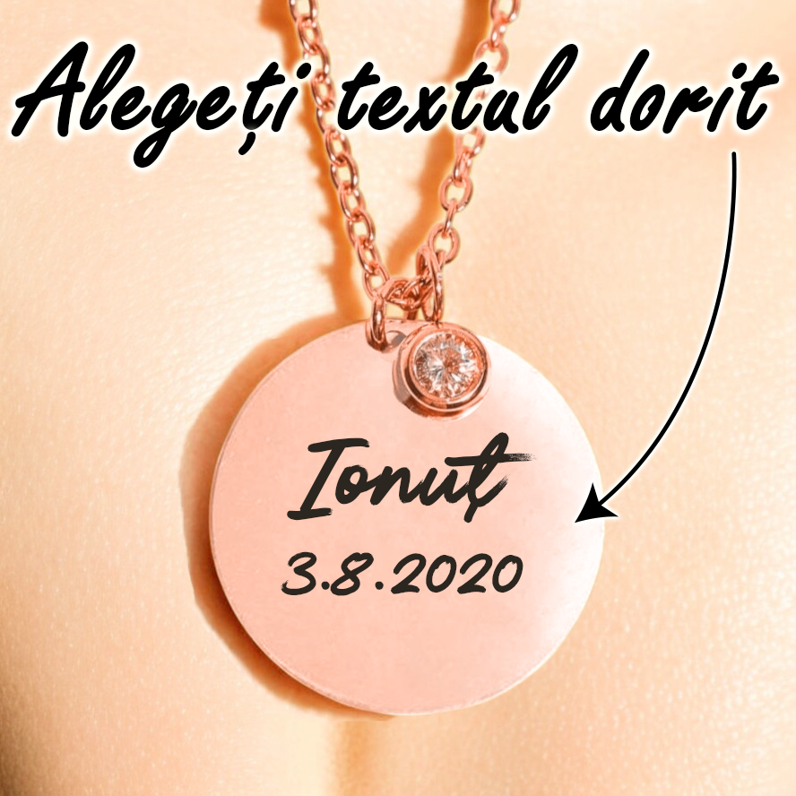 Colier de lux - Pandantiv Zircon pe lanț - Cu text personalizat - Lovelo
