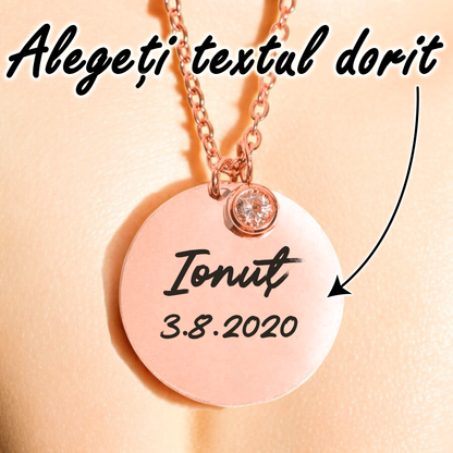 Colier de lux - Pandantiv Zircon pe lanț - Cu text personalizat - Lovelo