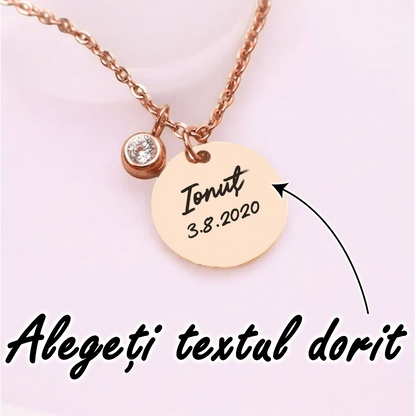 Colier de lux - Pandantiv Zircon pe lanț - Cu text personalizat - Lovelo