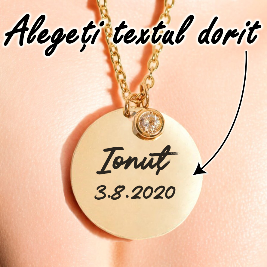 Colier de lux - Pandantiv Zircon pe lanț - Cu text personalizat - Lovelo