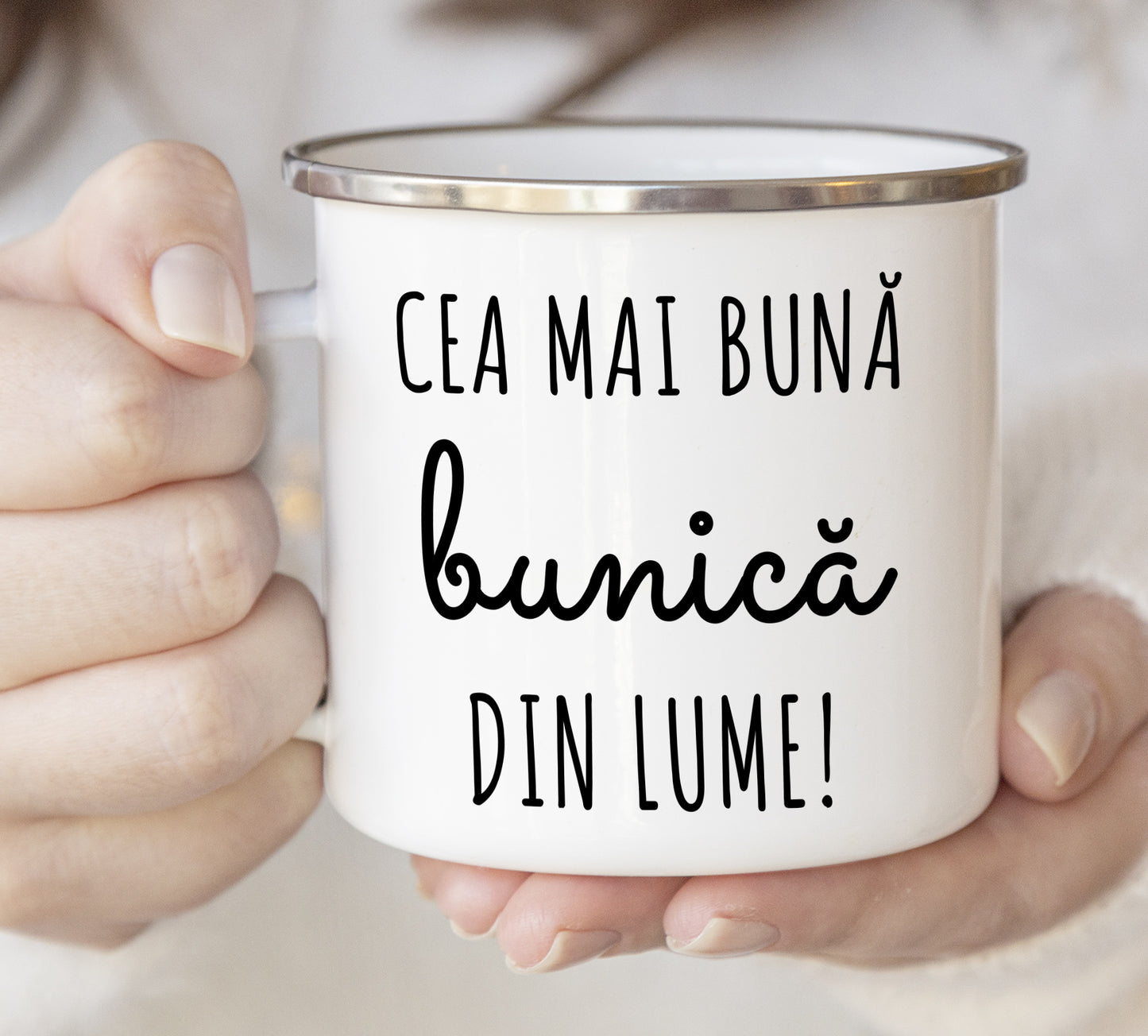 Cană emailată Cea mai bună bunică din lume - Lovelo