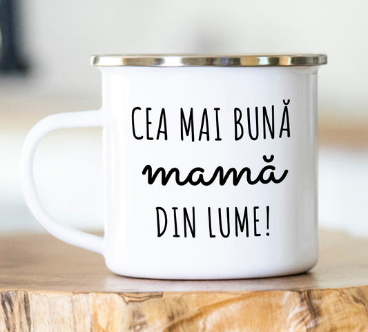 Cană emailată Cea mai bună mamă din lume - Lovelo