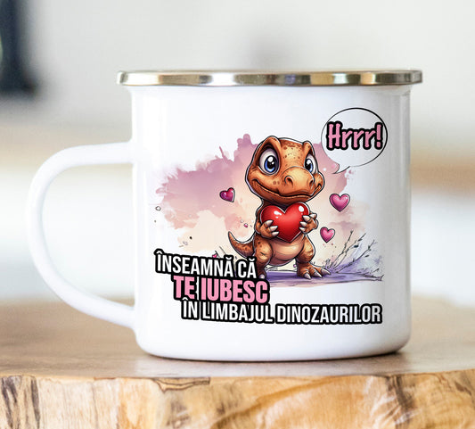 Cană emailată HRRR! Te iubesc chiar și în limbajul dinozaurilor. - Lovelo