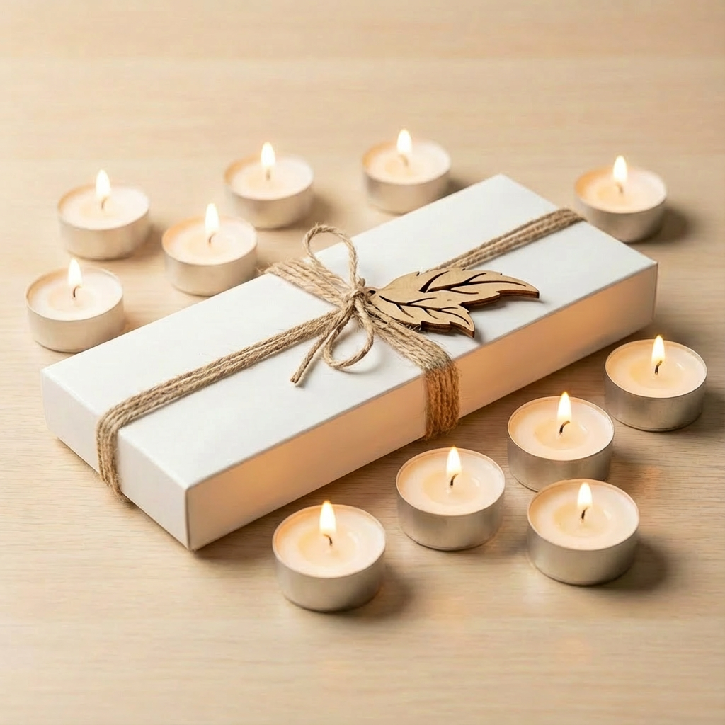 Ambalaj cadou elegant pentru lumânări tip pastilă
