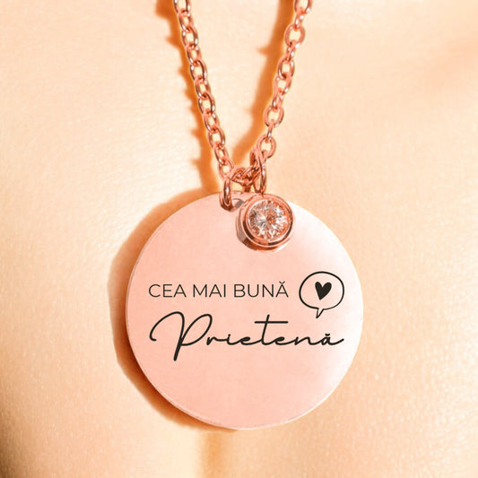 Colier de lux - Pandantiv zirconiu pe lanț - Cel mai buna prietena - Lovelo