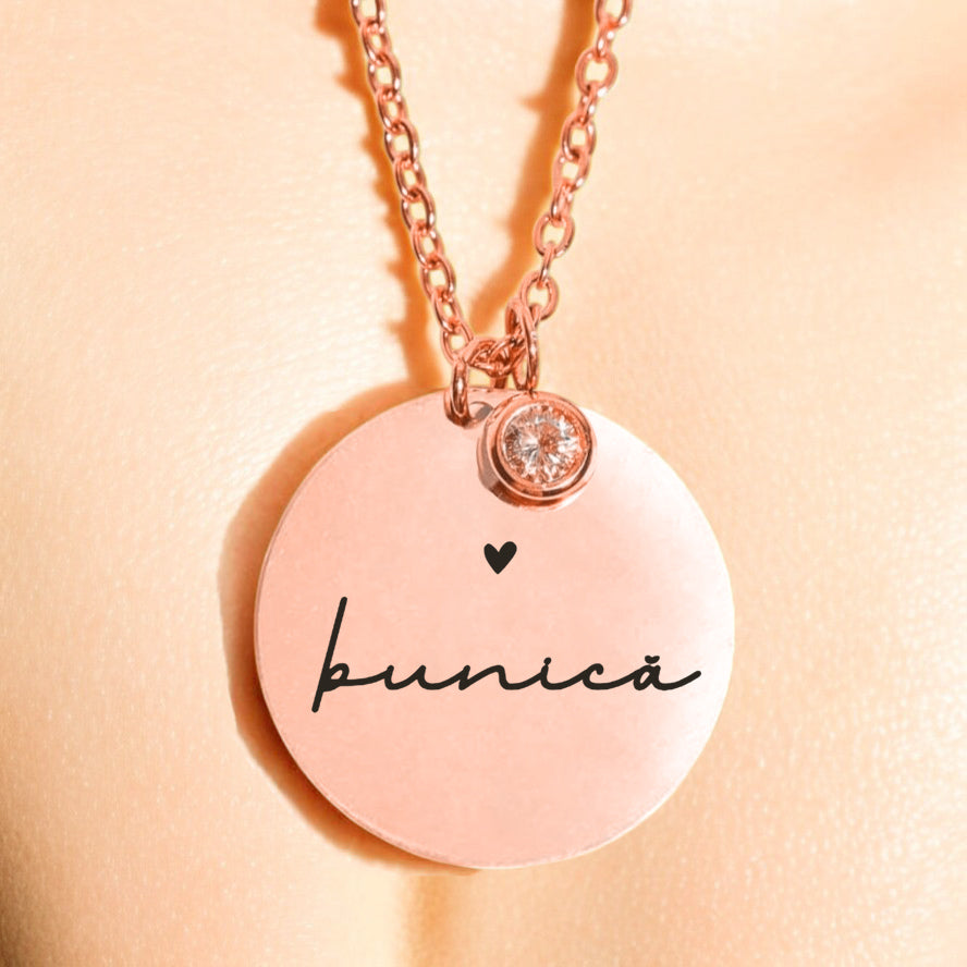 Colier de lux - Pandantiv zirconiu pe lanț - Bunica - Lovelo