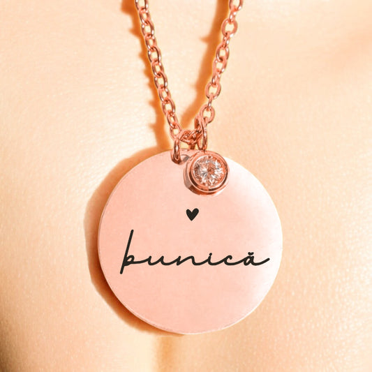 Colier de lux - Pandantiv zirconiu pe lanț - Bunica - Lovelo