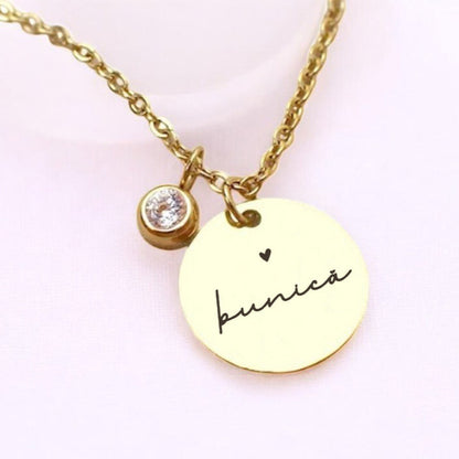 Colier de lux - Pandantiv zirconiu pe lanț - Bunica - Lovelo