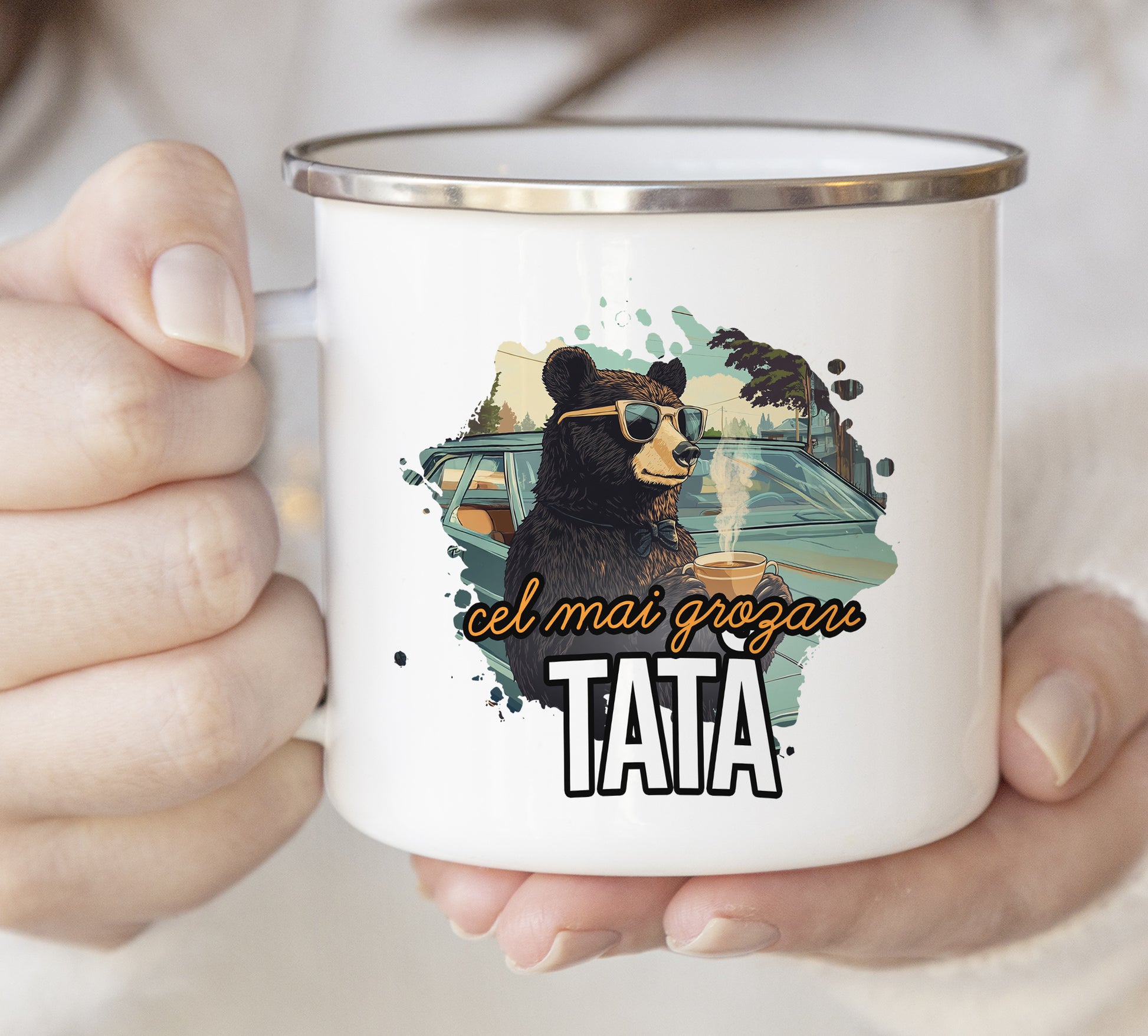 Cană emailată Cel mai grozav tata - Lovelo