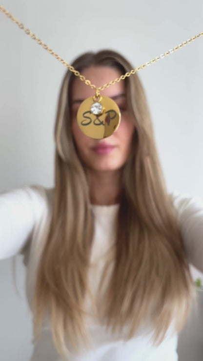 Colier de lux - Pandantiv Zircon pe lanț - Cu text personalizat